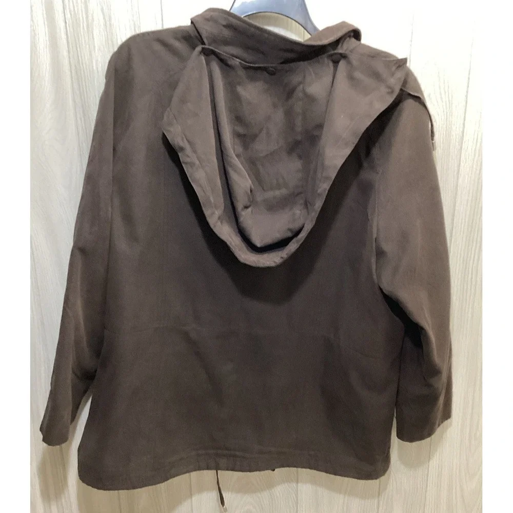 LONDON‎ FOG Women's (Size 2X) Long Sleeve Hooded Full Zip Faux Suede Coat